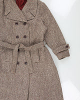 Vintage 1960s Women's Union Made In USA Wool Tweed Double Breasted Belted Over Coat - M