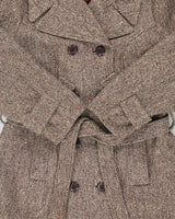 Vintage 1960s Women's Union Made In USA Wool Tweed Double Breasted Belted Over Coat - M