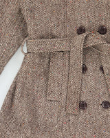 Vintage 1960s Women's Union Made In USA Wool Tweed Double Breasted Belted Over Coat - M