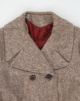 Vintage 1960s Women's Union Made In USA Wool Tweed Double Breasted Belted Over Coat - M