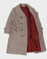 Vintage 1960s Women's Union Made In USA Wool Tweed Double Breasted Belted Over Coat - M