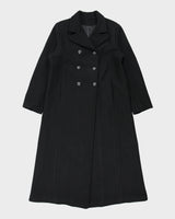 Vintage 1990s Ellabee Women's Wool Made In Canada Double Breasted Peak Lapel Full Length Over Coat - L