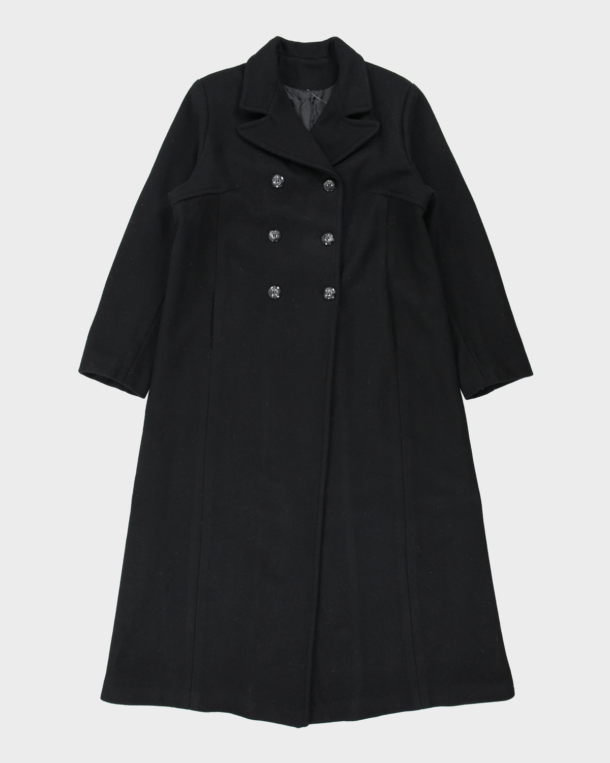 Vintage 1990s Ellabee Women's Wool Made In Canada Double Breasted Peak Lapel Full Length Over Coat - L