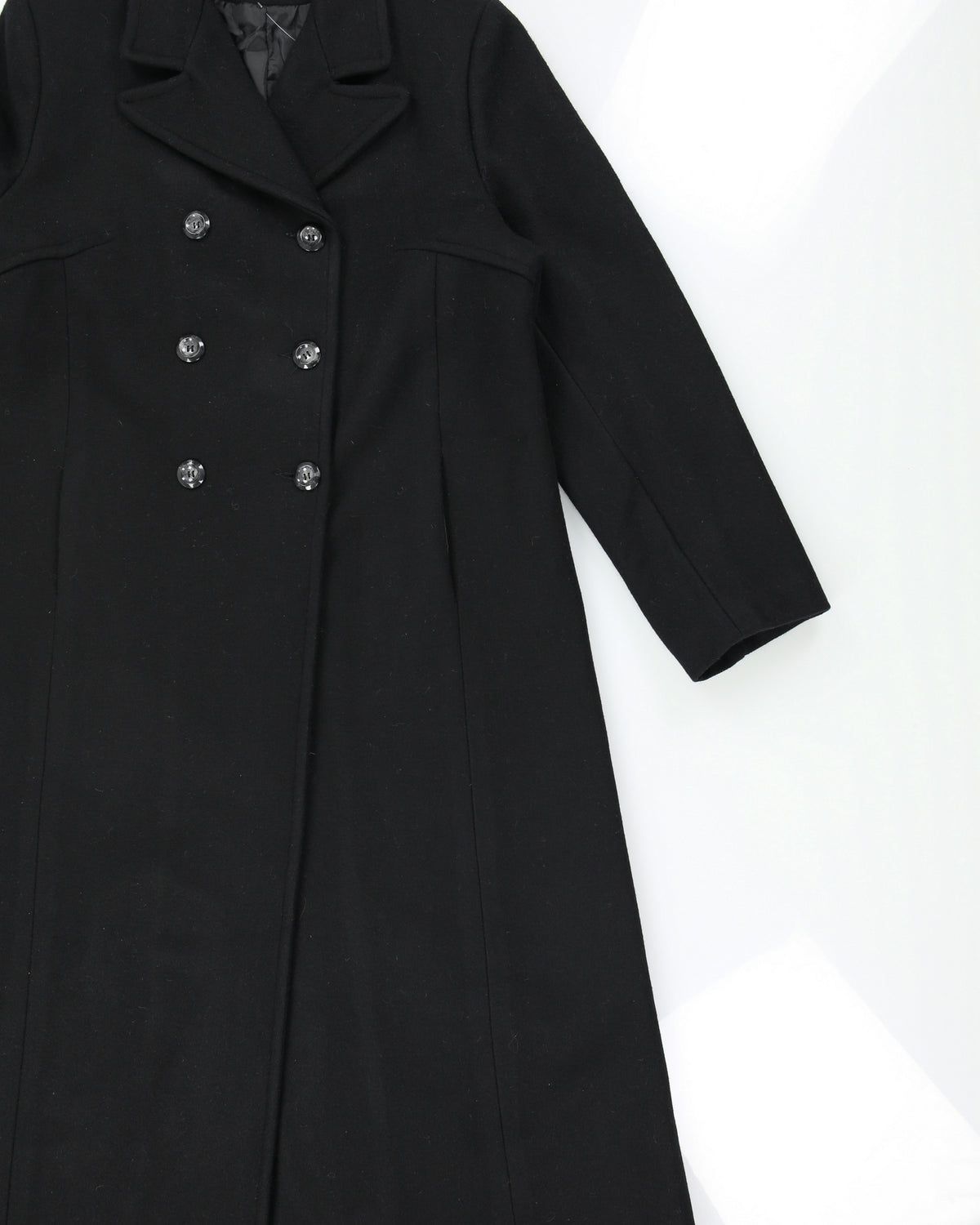 Vintage 1990s Ellabee Women's Wool Made In Canada Double Breasted Peak Lapel Full Length Over Coat - L