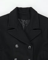 Vintage 1990s Ellabee Women's Wool Made In Canada Double Breasted Peak Lapel Full Length Over Coat - L