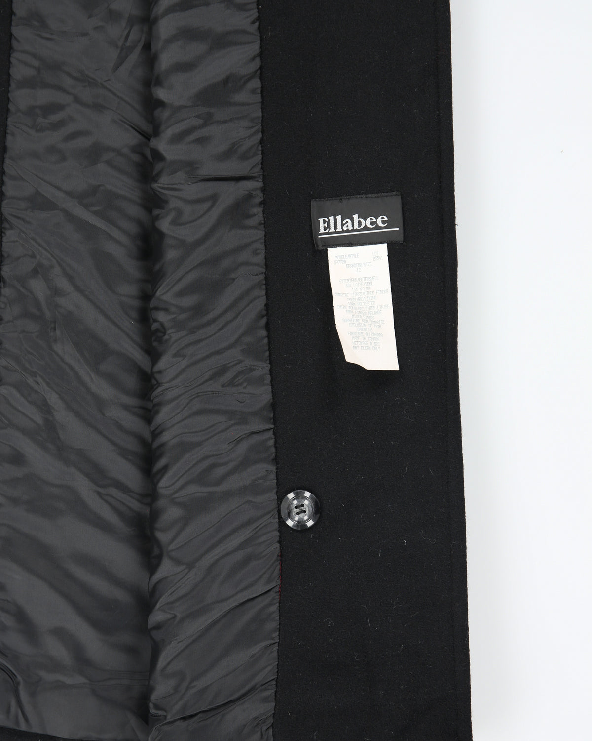 Vintage 1990s Ellabee Women's Wool Made In Canada Double Breasted Peak Lapel Full Length Over Coat - L
