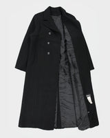 Vintage 1990s Ellabee Women's Wool Made In Canada Double Breasted Peak Lapel Full Length Over Coat - L