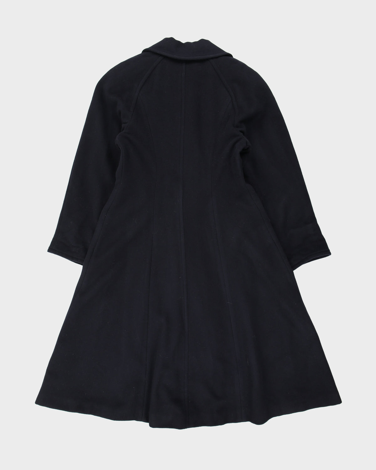 Vintage 1990s Penny Black Women's Navy Wool Made In Italy Double Breasted Full Length Over Coat - M