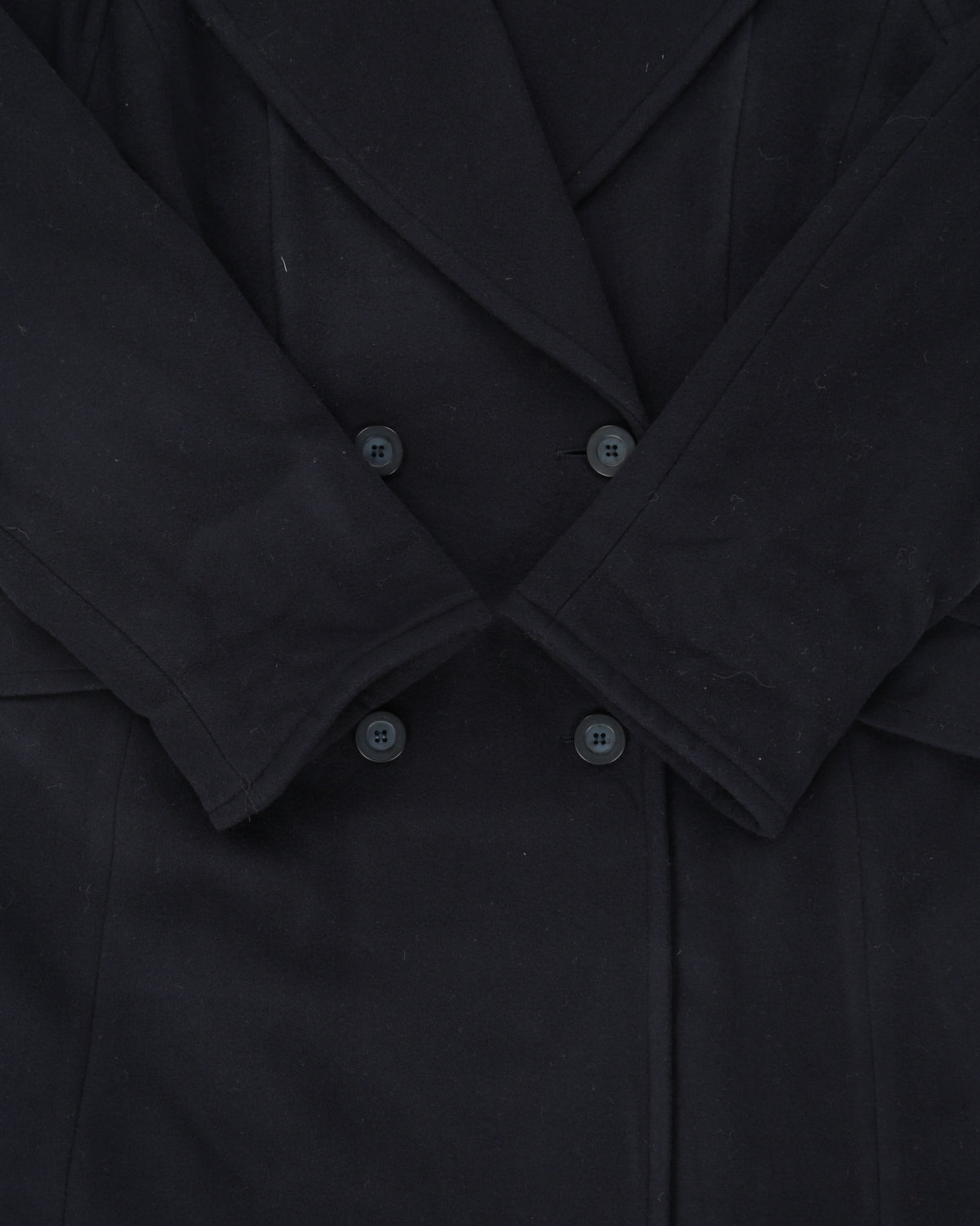Vintage 1990s Penny Black Women's Navy Wool Made In Italy Double Breasted Full Length Over Coat - M