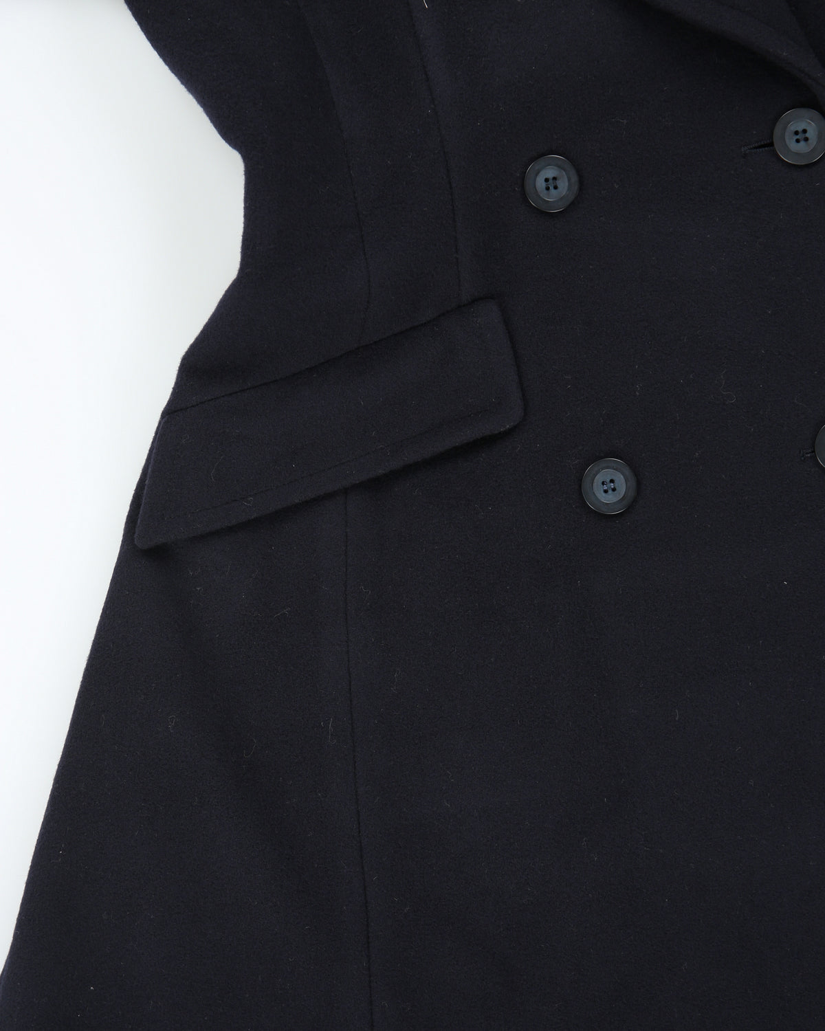 Vintage 1990s Penny Black Women's Navy Wool Made In Italy Double Breasted Full Length Over Coat - M