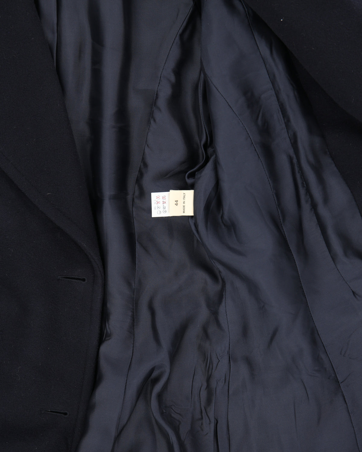 Vintage 1990s Penny Black Women's Navy Wool Made In Italy Double Breasted Full Length Over Coat - M