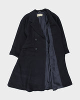 Vintage 1990s Penny Black Women's Navy Wool Made In Italy Double Breasted Full Length Over Coat - M