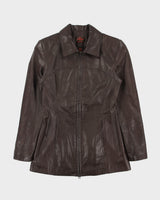 Vintage Y2K 00s Danier A-Line Mid Thigh Chocolate Brown Leather Jacket - XS