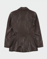 Vintage Y2K 00s Danier A-Line Mid Thigh Chocolate Brown Leather Jacket - XS