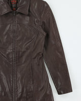 Vintage Y2K 00s Danier A-Line Mid Thigh Chocolate Brown Leather Jacket - XS