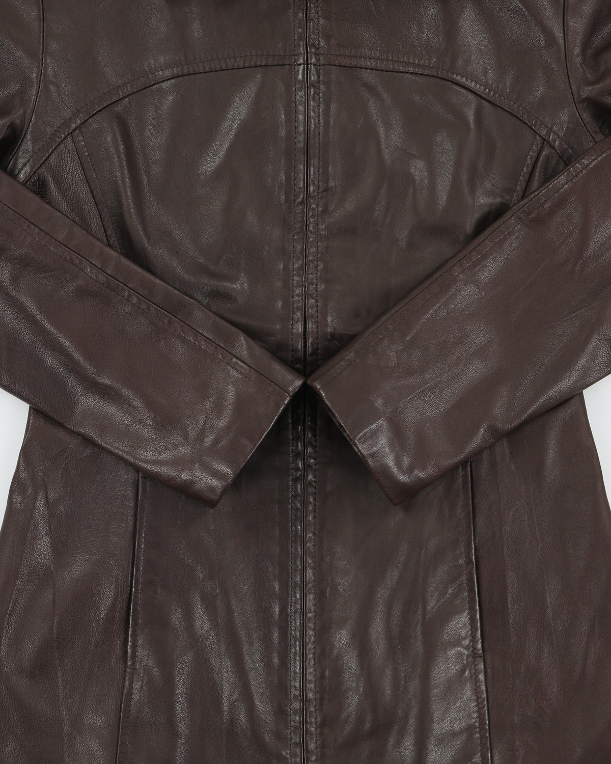 Vintage Y2K 00s Danier A-Line Mid Thigh Chocolate Brown Leather Jacket - XS