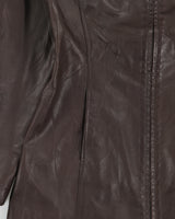 Vintage Y2K 00s Danier A-Line Mid Thigh Chocolate Brown Leather Jacket - XS