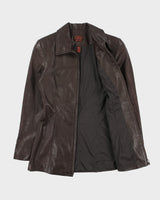 Vintage Y2K 00s Danier A-Line Mid Thigh Chocolate Brown Leather Jacket - XS