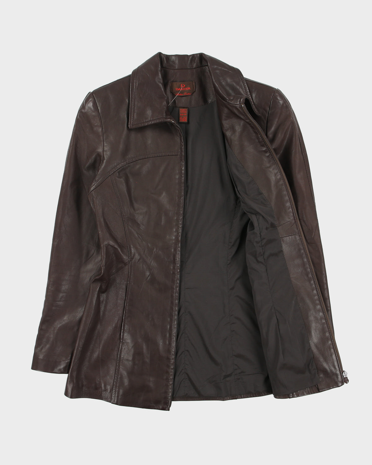 Vintage Y2K 00s Danier A-Line Mid Thigh Chocolate Brown Leather Jacket - XS
