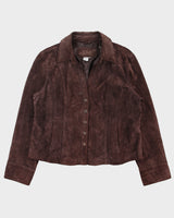 Vintage Y2K 00s LAL  Chocolate Brown Suede Snap Button Panelled Jacket - XL