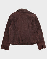 Vintage Y2K 00s LAL  Chocolate Brown Suede Snap Button Panelled Jacket - XL