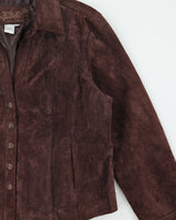 Vintage Y2K 00s LAL  Chocolate Brown Suede Snap Button Panelled Jacket - XL
