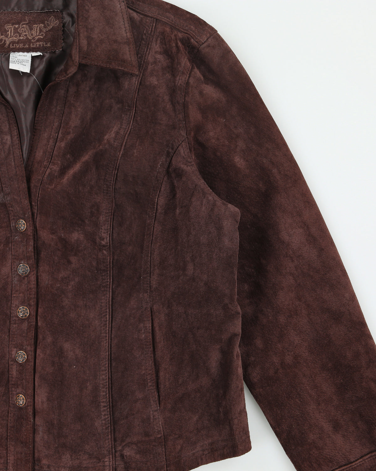 Vintage Y2K 00s LAL  Chocolate Brown Suede Snap Button Panelled Jacket - XL