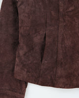 Vintage Y2K 00s LAL  Chocolate Brown Suede Snap Button Panelled Jacket - XL