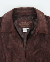 Vintage Y2K 00s LAL  Chocolate Brown Suede Snap Button Panelled Jacket - XL