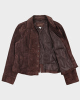 Vintage Y2K 00s LAL  Chocolate Brown Suede Snap Button Panelled Jacket - XL