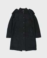 Vintage A/W 2013 Runway Burberry London Women's Black Wool Nova Check Lined Military Guard Over Coat - XS