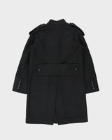Vintage A/W 2013 Runway Burberry London Women's Black Wool Nova Check Lined Military Guard Over Coat - XS