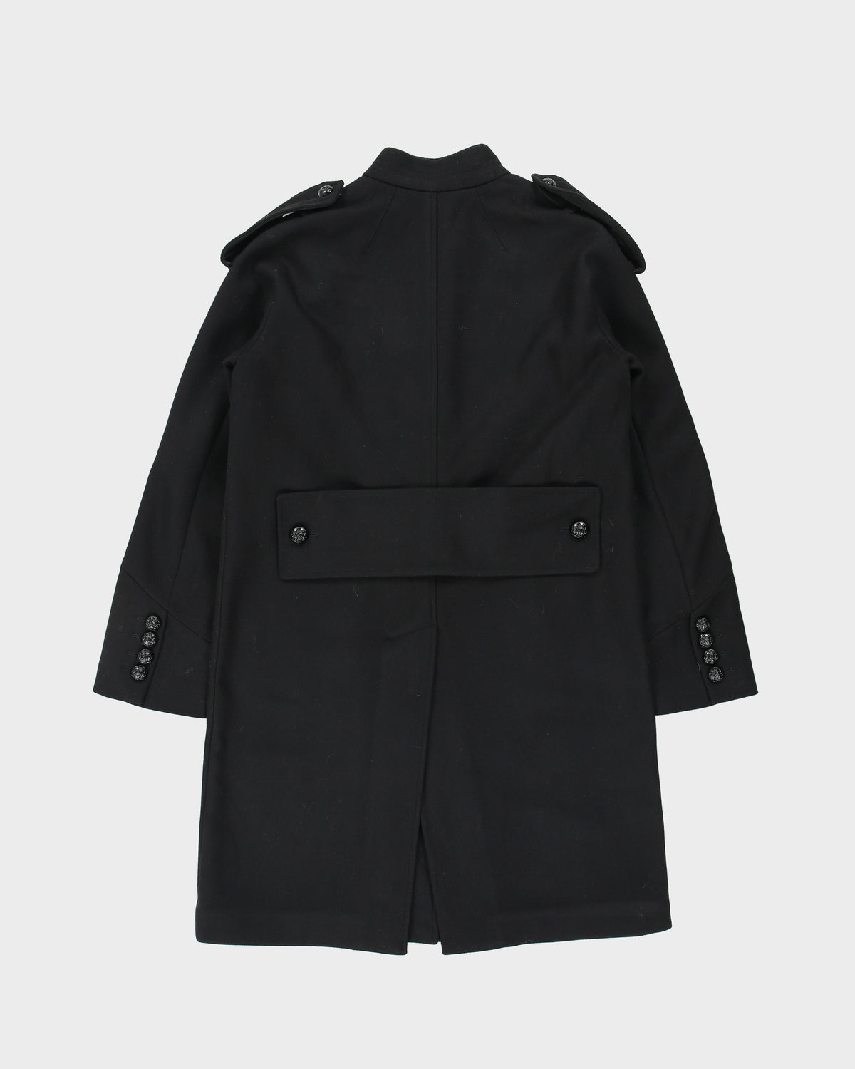 Vintage A/W 2013 Runway Burberry London Women's Black Wool Nova Check Lined Military Guard Over Coat - XS
