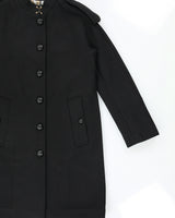 Vintage A/W 2013 Runway Burberry London Women's Black Wool Nova Check Lined Military Guard Over Coat - XS