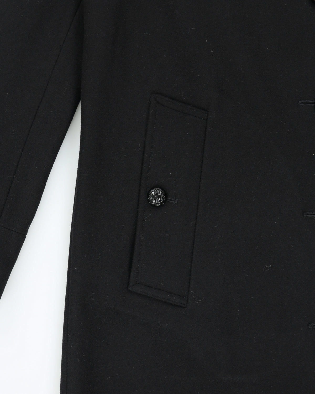 Vintage A/W 2013 Runway Burberry London Women's Black Wool Nova Check Lined Military Guard Over Coat - XS