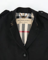 Vintage A/W 2013 Runway Burberry London Women's Black Wool Nova Check Lined Military Guard Over Coat - XS
