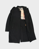 Vintage A/W 2013 Runway Burberry London Women's Black Wool Nova Check Lined Military Guard Over Coat - XS