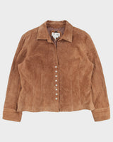 Vintage Y2K 00s LAL Women's Hazelnut Suede Snap Button Panelled Jacket - XL