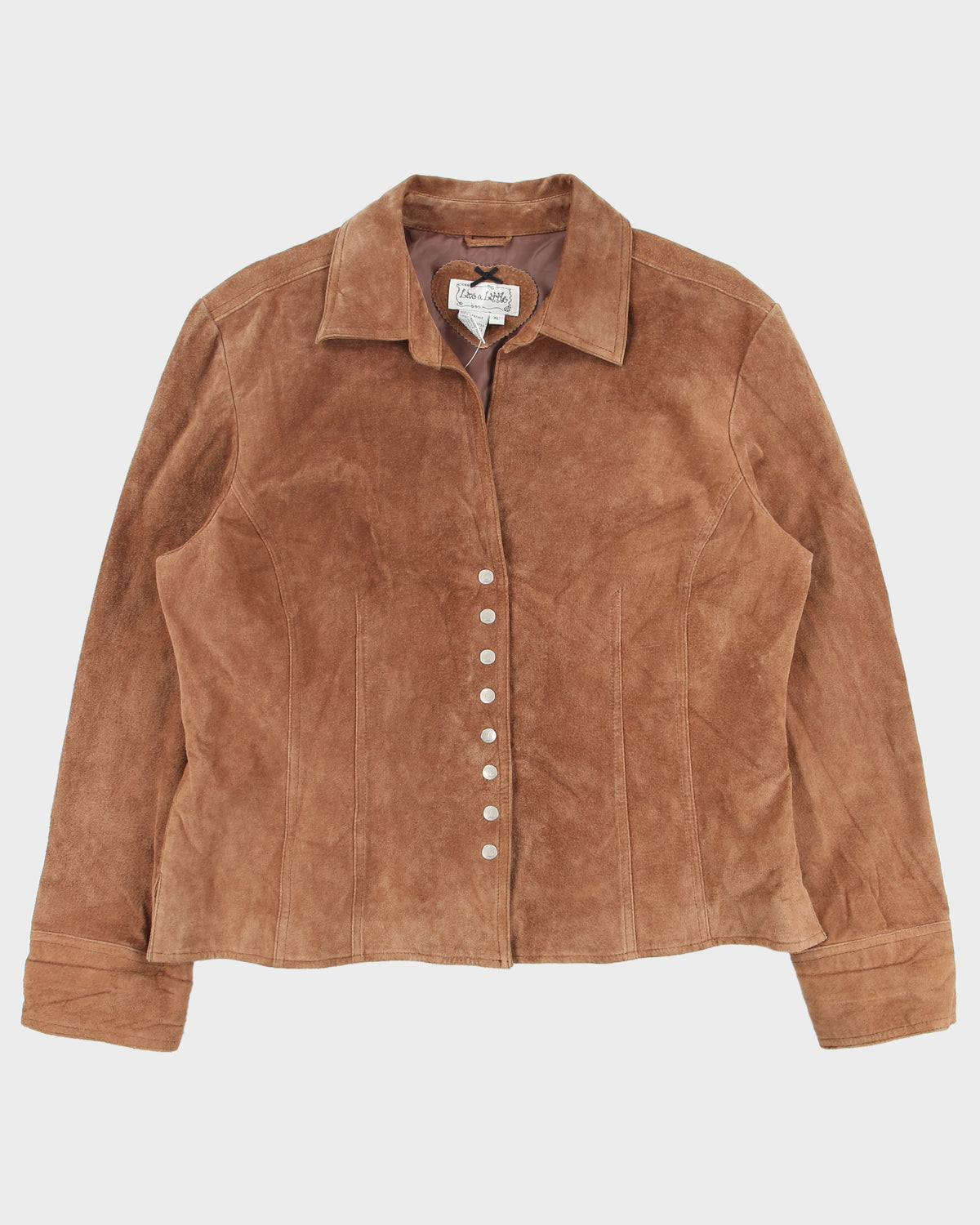 Vintage Y2K 00s LAL Women's Hazelnut Suede Snap Button Panelled Jacket - XL