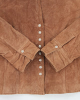 Vintage Y2K 00s LAL Women's Hazelnut Suede Snap Button Panelled Jacket - XL