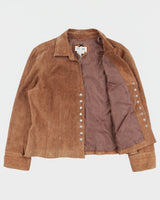 Vintage Y2K 00s LAL Women's Hazelnut Suede Snap Button Panelled Jacket - XL