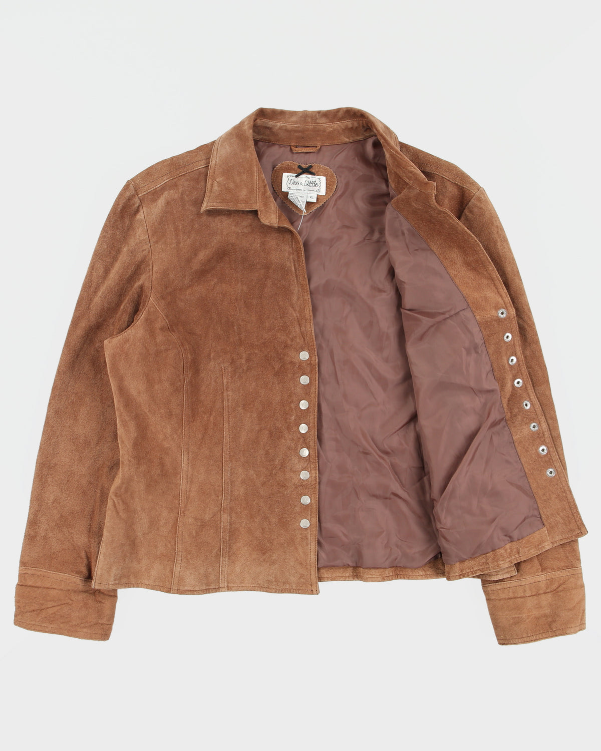Vintage Y2K 00s LAL Women's Hazelnut Suede Snap Button Panelled Jacket - XL