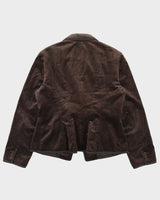 Vintage Y2K 00s Ann Taylor Chocolate Brown Velvet Single Button Peak Lapel Blazer Jacket - M