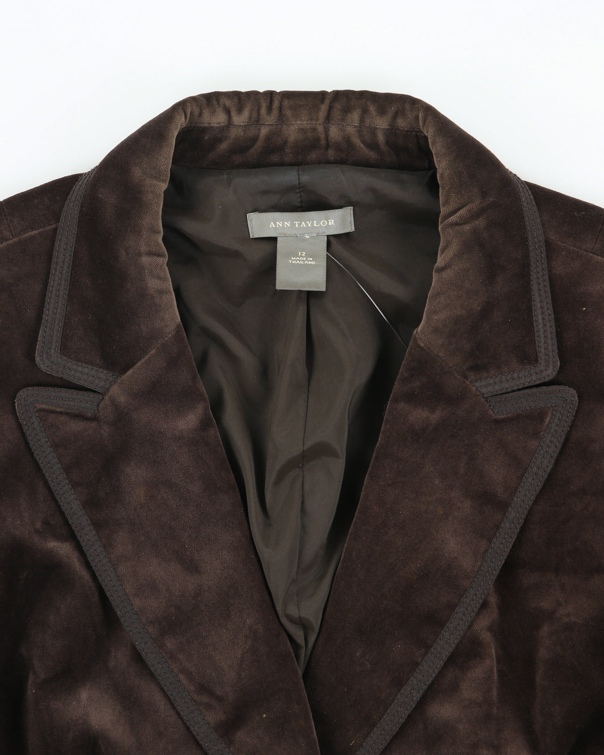 Vintage Y2K 00s Ann Taylor Chocolate Brown Velvet Single Button Peak Lapel Blazer Jacket - M
