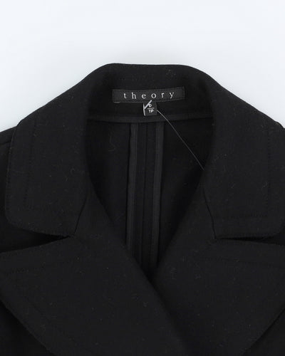 Theory Black Wool Blend Overcoat - XS