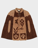 Vintage 1970s Brown Suede Cape - S / M