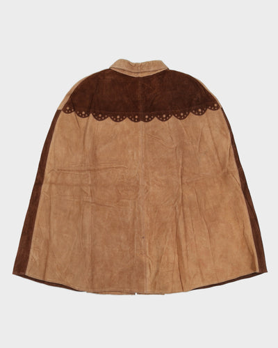 Vintage 1970s Brown Suede Cape - S / M