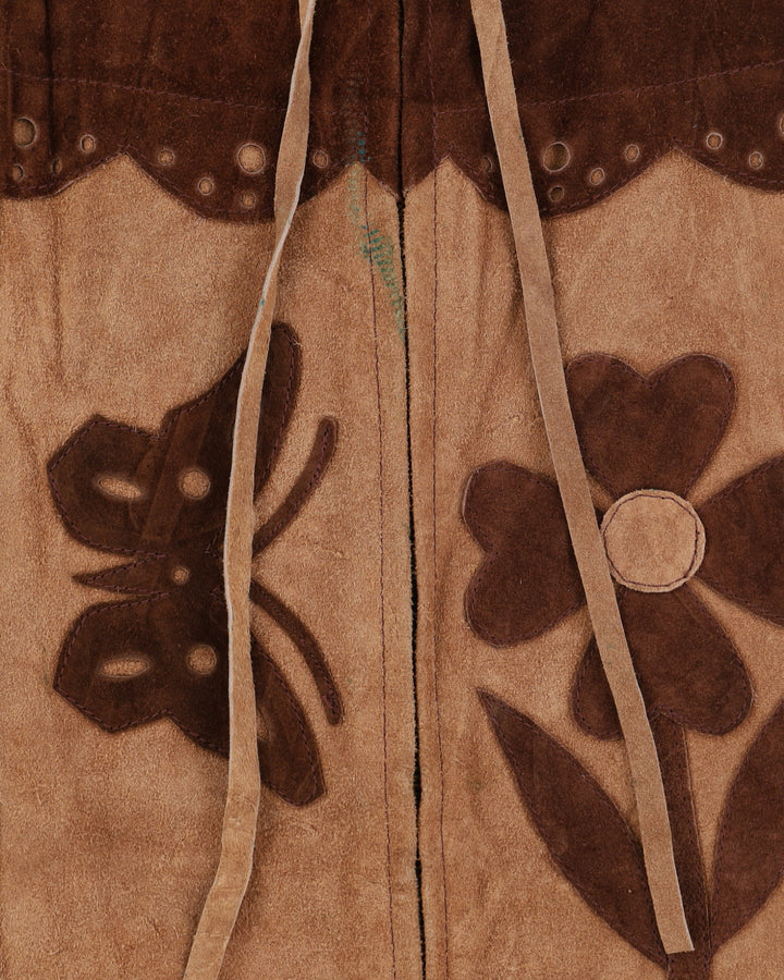 Vintage 1970s Brown Suede Cape - S / M