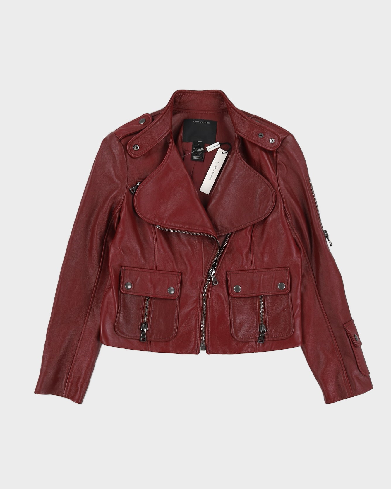 Marc Jacobs Burgundy Leather Jacket - XS