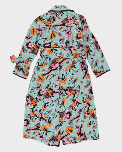Diane Von Furstenberg Green Floral Mac Coat - XS